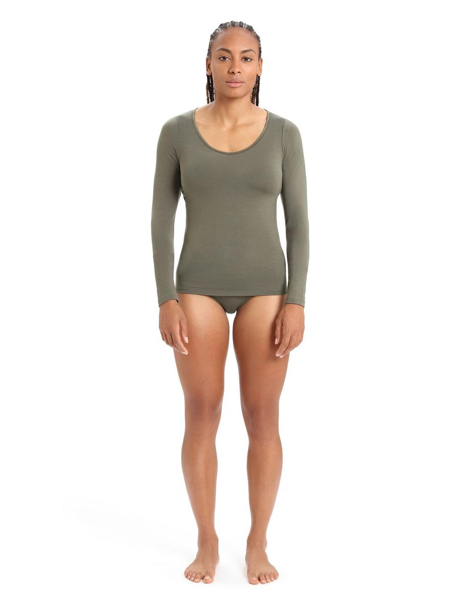 Sous Vêtement Icebreaker Merino Siren Long Sleeve Sweetheart Top Femme Vert Olive | FR 1688KORI